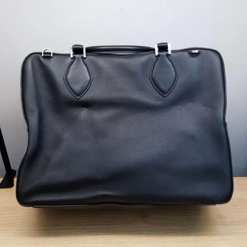 SALVATORE FERRAGAMO Mens Star Black Leather Triple Zip Tote Briefcase $3300